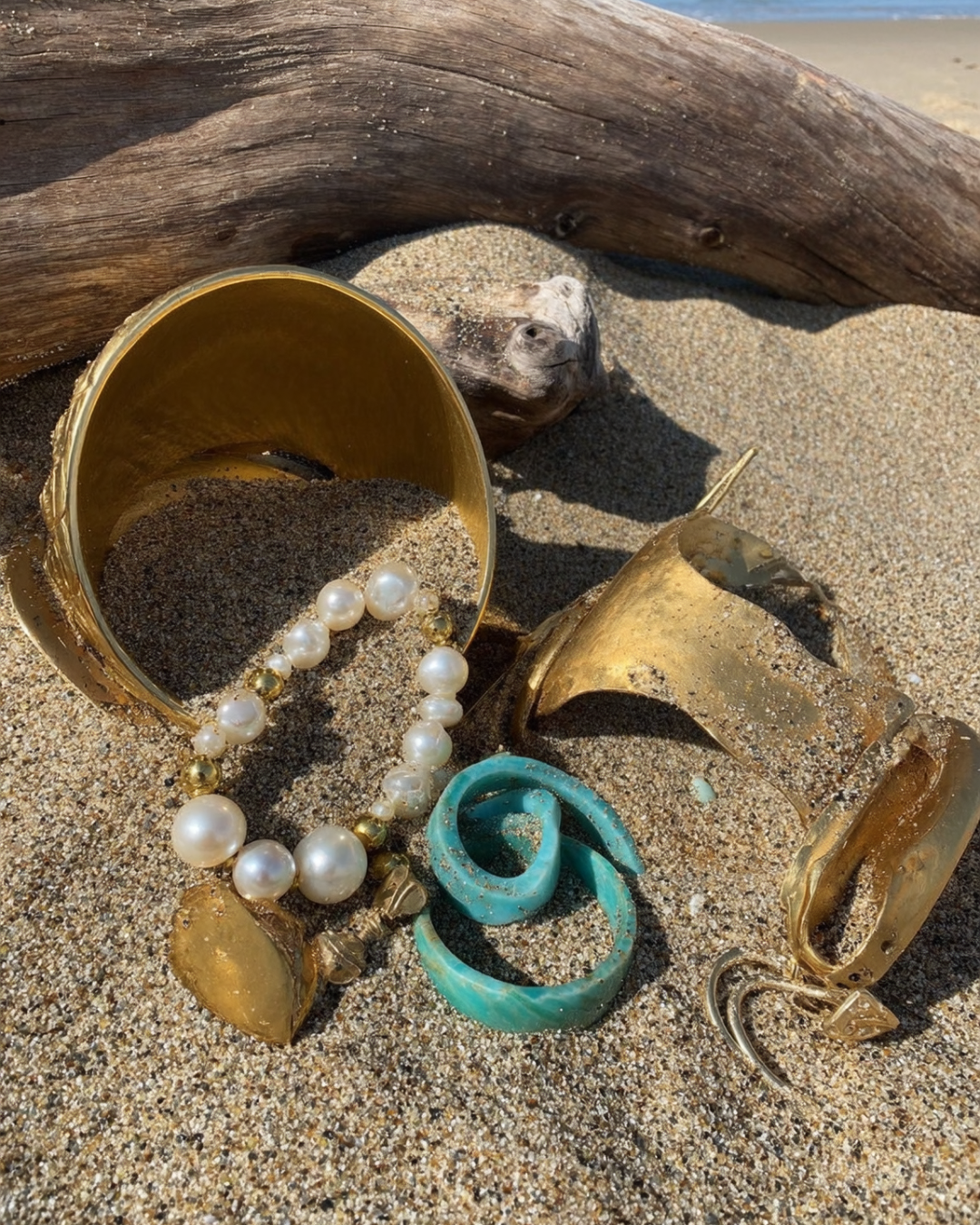 Golden Aura C-Shaped Geo Bracelet